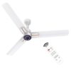 Polycab Wizzy Neo LED 1200mm BLDC Ceiling Fan with remote| BEE 5 Star Rated, Higher Air Delivery| LED Indicator,Sleep and Breeze Mode |3 Years Warranty【Matt White Rosegold】