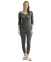 Jockey 2549 Women’s Super Combed Cotton Rich Three Quarter Sleeve Thermal Set with StayWarm Technology_Charcoal Melange_L