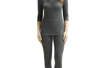 Jockey 2549 Women’s Super Combed Cotton Rich Three Quarter Sleeve Thermal Set with StayWarm Technology_Charcoal Melange_L