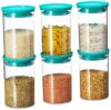 Homeor Plastic Storage Jar and Container Set I Air Tight & BPA Free Stackable Containers for Kitchen Storage Set I Grocery Kitchen Container Set I Multipurpose Kitchen Jar, 900 Ml Each, Set 6, Blue