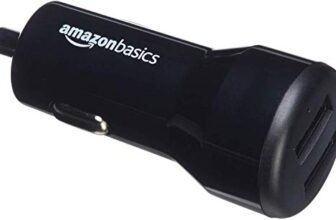 AmazonBasics 4.8 Amp/24W Dual USB Car Charger for Apple and Android Devices, Black