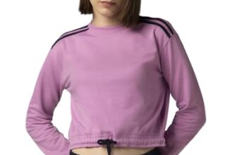 FYLTR Women’s Round Neck Drop Shoulder Sweatshirt – Full Sleeve | Elasticated Waist & Cuff | Boxy Fit | Stripe Detailing