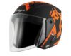 Vega Lark Victor ISI Certified Matt Finish Lightweight Open Face Helmet for Men and Women with Long Clear Visor (Dull Black Orange, Size:M)