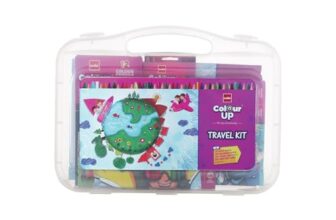 Cello ColourUp Travel Kit | Includes Crayons, Colour Pencils, Sketch Pens, Clay, DIY Passport & Bag Tag | Travel Friendly Suitcase Pack | Ideal for Kids Gifting, Multicolor