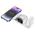 UNIGEN UNIFOLD 3-in-1 Wireless Charger, Magnetic Foldable Charging Station, Fast Wireless Charging Pad, Compatible with i-Phone 14/Pro/Max/Plus/13/12 Series, AirPods 3/2/1/Pro, iWatch (White)