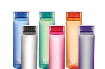 CELLO H2O Water Bottles Set of 6 Pcs For Daily Use, 1000ml Each Multicolor | Stylish & Unbreakable BPA-Free Leakproof Refrigerator Safe Pet Water Bottle For School, Office, Kitchen & Travel