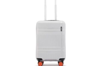 HRX Helium Cabin Size Canes Grey Polypropylene Hard Shell Suitcase – Premium Travel Trolley Bag with 8 Spinner Wheels, Number Lock & Water Resistant Body