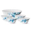 Larah by Borosil Mimosa Fluted Series Opalware 5 Pcs Pudding Set | Microwave & Dishwasher Safe | Bone-Ash Free | Crockery Set For Dining & Gifting | Bowls Set | White