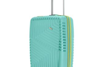 LAttitude By Provogue Core Cabin Suitcase 55 cm 20 inch Polypropylene Hard Trolley Bag, 8 Spinner Wheels, Recessed Number Lock, Lightweight Carry-On Luggage for Men & Women Aegean Blue/Meadow Yellow