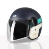 TVS Silk Route Helmet for Men & Women | Vintage Open Face Helmet with Clear Visor | ISI & DOT Certified | ABS Shell | EPS Liner | Retro Stylish for City & Highway Riding (Navy/M)