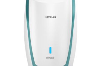 Havells Instanio 3L Instant Water Heater(Geyser)| Temp. Sensing LED Indicator| Rust & Shock Proof Body| ISI Marked|Warranty: 5 year on Inner Tank| High Rise Compatible (White Blue)