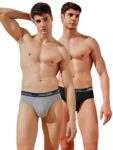 John Players Pack of 2 Solid Cotton Briefs (JPCB20001_Black and Grey Melange_M)