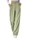 KOTTY Women’s Cotton Blend Straight Fit Cross Pocket Solid Trousers