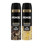 Axe Dark Temptation Men’s Deodorant + Axe Gold Temptation Long Lasting Deodorant Bodyspray For Men, With An Irresistible Scent 215ml, Pack of 2
