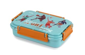 CELLO Delish Insulated Lunch Box, Sky Blue | Inner Stainless Steel Compartment | Silicon Seal in The Lid with 4 Sided Click Locks | Ideal for College,Office, Outdoor Activities