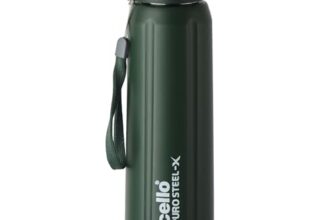 Cello Puro Steel X Spike 900 Water Bottle | Leak Proof & Refrigerator Safe | PU Insulated | Wide Mouth Opening | Keeps Content Cold for Long Hours | 730ml, Military Green