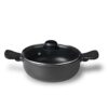 Bergner Senator Die-Cast Non-Stick Kadai With Glass Lid, 20cm, 2.5 Litres, , Black