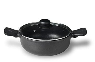 Bergner Senator Die-Cast Non-Stick Kadai With Glass Lid, 20cm, 2.5 Litres, , Black