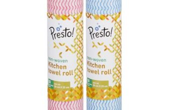 Amazon Brand – Presto! Non-Woven Kitchen Towel Roll | 50 Pulls (Pack of 2) | Size: 30 x 25 cm | (multicolor) | Washable and Reusable | Highly Absorbent | For Daily Use