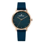 Daniel Klein Analog Blue Textured Round Dial Rose Gold Case Blue Mesh Strap Water-Resistant Wrist Watch for Women Girls, Ladies DK11637-7