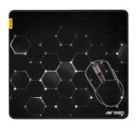 Ant Esports Hexa Mouse Pad 260X210X3mm Anti-fray Stitching, Waterproof Surface & Non-Slip Rubber Base Stitched Edges Gaming Mouse Mat for Laptop, Compatible with Laser and Optical Mice – Black Hexagon