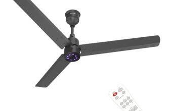Polycab Wizzy Plus LED 1200mm BLDC Ceiling Fan with Remote |BEE 5 Star Rated, Higher Air Delivery|LED Indicator,Reverse,Boost,Sleep and Breeze Mode |3 Years Warranty (Matt Black)