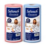 Softouch Non Woven Kitchen Towel Roll Pack of 2, 85 Wipes Per Roll – Reusable Cleaning Cloth Kitchen Cleaning Wipes for Countertop, Utensils, Oil, Spills, Home & Kitchen Cleaning