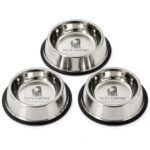 Pets Empire Dog & Cat Bowls Stainless Steel, Pack of 3, Anti-Skid Feeding Bowls for Food & Water, Heavy Duty Metal Pet Bowl, Rust Proof, Dishwasher Safe for Puppies, Cats & Dogs (3, 200, Milliliters)