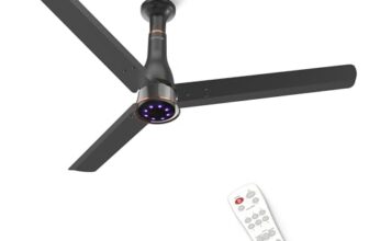Polycab Wizzy Prime 1200mm BLDC Ceiling Fan with remote |BEE 5 Star Rated, Higher Air Delivery|LED Indicator,Reverse,Boost,Sleep and Breeze Mode |3 Years Warranty,Free Installation 【Matt Black】