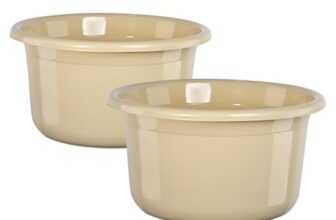 Kuber Industries 2 Pcs Plastic 25 Ltr Bathtub | Baby Bathing Tub for Home, Washroom & Kitchen Use | Lightweight and Multipurpose Water Tub | Suitable For Laundry and Cleaning – Beige
