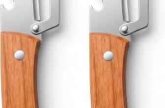 2-Piece 3-in-1 Multifunctional Vegetable Peeler Set, Stainless Steel Blade with Ergonomic Wooden Handle, Potato & Fruit Peeler, Scallion Shredder and Built-in Bottle Opener Kitchen Tool