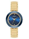French Connection Sunray Blue Round Dial with IP Gold Stainless Steel Metal Strap Watch – for Womens FCN0136UGM