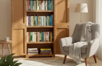 Cello Novelty Big Bookshelf, Sandalwood Brown | 2 Dustproof Doors | Space Saving Cupboard | Plastic Book Shelf | Multipurpose Book Shelf for Home, Office | Book Organizer for Library