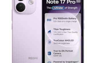 REDMI Note 17 Pro 5G (Purple Vibe, 8GB RAM, 256GB ROM) | 9000mAh Battery + 67W TurboCharge* | 6.83″ 12-bit TrueColour AMOLED | No.1 Care Plan | Snapdragon 6s Gen 4 | 50MP OIS Camera | Victus 2 | IP69K
