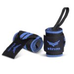 XTRIM Wrist Support for Men & Women, Wrist Band for Men, Gym Wrist Wrap, Gym Fitness Band, Gym Equipment for Home, Gym Support Accessories for Men for Hand Grip & Wrist Support Crepe Bandage (Black & Blue)