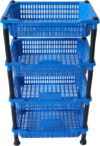 VM BOND Kitchen Rack 4 Layer Multipurpose Shelf Stand Basket Rack Plastic Fruit & Vegetable Basket(Blue)