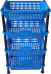 VM BOND Kitchen Rack 4 Layer Multipurpose Shelf Stand Basket Rack Plastic Fruit & Vegetable Basket(Blue)