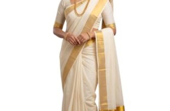 ALLUVY Kuthampully Kerala Kasavu Saree Cotton Plain 2 inch border and Zari | Kerala Saree – Off White KTM-645