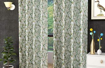 Galaxy Home Decor Premium Blossom Printed Curtains for Long Door 8 Feet, Pack of 2, Green (Green, Long Door 8 Feet)