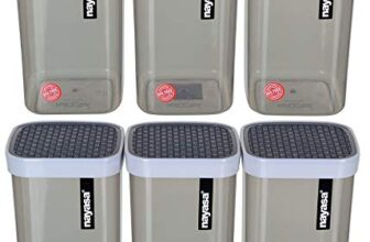 Nayasa Fusion 1000 ml BPA Free Food Grade Airtight Kitchen Storage Stackable Containers – Set of 6 | Grey