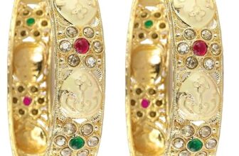 NMII Traditional Gold Plated Metal Bangles Kada Set For Women & Girls With Zircon Diamond Stone | Women’s Bangles | Premium Kada Set For Wedding, Party, Occasions Fashion Jewelry- (MAH129-2.4)