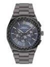 French Connection Textured Blue Round Dial with IP Gun Stainless Steel Metal Strap Multifunction Watch – for Mens FCH27GNM