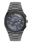 French Connection Textured Blue Round Dial with IP Gun Stainless Steel Metal Strap Multifunction Watch – for Mens FCH27GNM