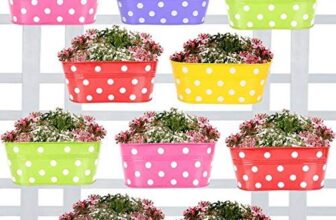 TrustBasket Dotted Oval Railing Planters (Magenta, Purple, Green, Red, Yellow) – Set of 10