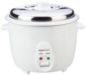 Amazon Basics 1.8 liter Electric Rice Cooker | Auto Cut-Off | Cooking Capacity of 750g | Stainless Steel Lid | Non-Stick Coating (White)