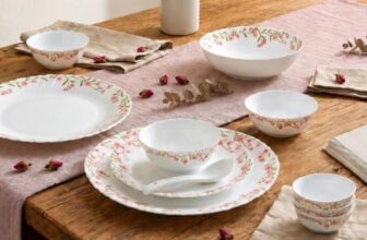 La Opala Novo Opalware Dinner Set, 35 Pcs for Family of 6, Spring Meadows