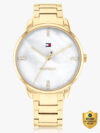 TOMMY HILFIGER Paige Tommy Hilfiger White MOP Dial Gold Stainless Steel Strap Analog Watch  – For Women