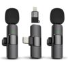 TECHNOVIEW Wireless Microphone Lavalier Lapel Microphone for Android,iPhone – Cordless Omnidirectional Condenser Recording Mic for Interview,Youtubers,Video Recording, Live Streaming(Dual-Black)