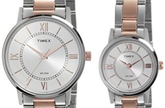 TIMEX Classics Analog Watch for Unisex with Silver-Tone Round Dial & Two Tone Stainless Steel Bracelet Band Water Resistant Unisex Wrist Watches – TW00PR213