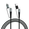 JUICE Title OJC3001 4 in 1 Up To 65W of Power Cable Extra Fast Connectivity | 1.2M Length with Comfort | Cotton Braiding Extra Tough Metal Shell Mold Premium Color (Black & Grey)